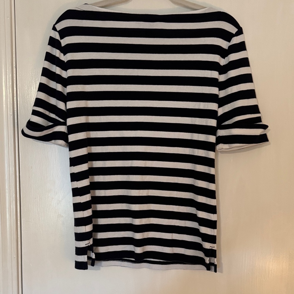 Lauren Ralph Lauren Navy and White Striped Boatneck Top - Picture 3 of 3